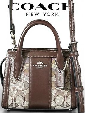 COACH Andrea Mini Carryall Signature C Jacquard w/Calf Leather Trim XBody Bag
